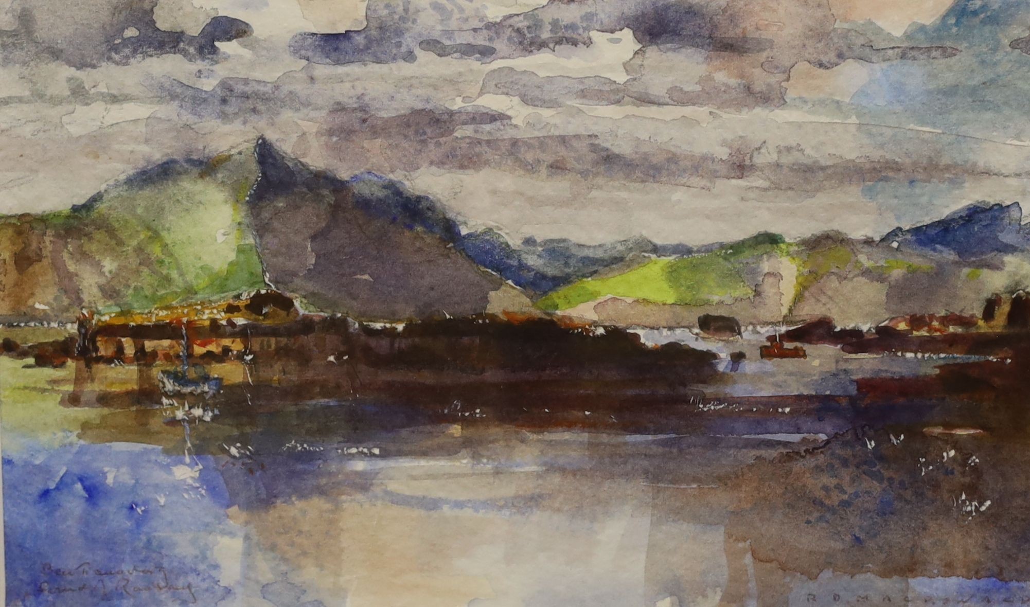 Sir Roderick Macdonald (1921-2001), watercolour, 'Ben Tianavaig and Sound of Raasay, Skye', signed and titled, 15 x 24cm